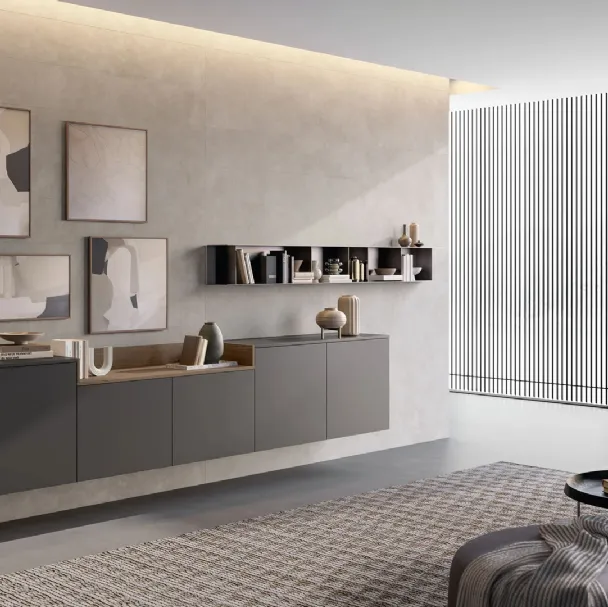 Mobile sospeso Living Time in laccato opaco di Arredo3
