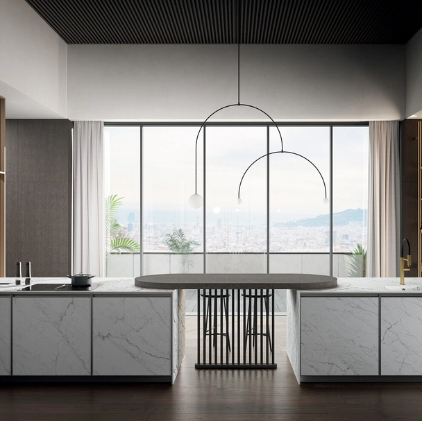 Cucina Moderna con penisola Kronos 01 in laminam di Arredo3