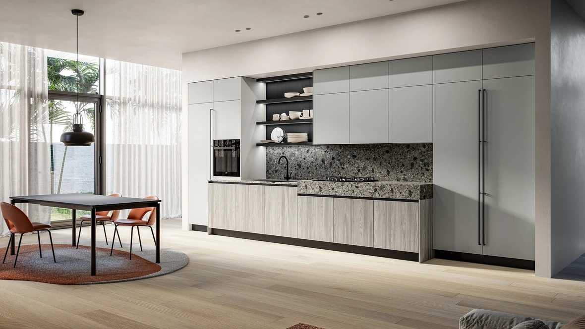 Cucina Moderna lineare Cloe 02 in laminato e laccato di Arredo3