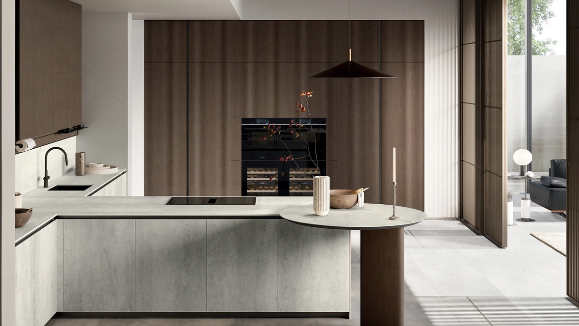 Cucina Moderna con penisola Glass 01 di Arredo3