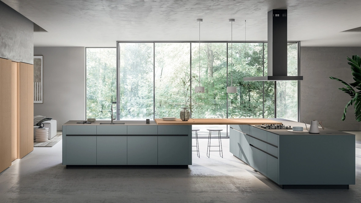 Cucina Moderna con doppia isola Glass 02 di Arredo3