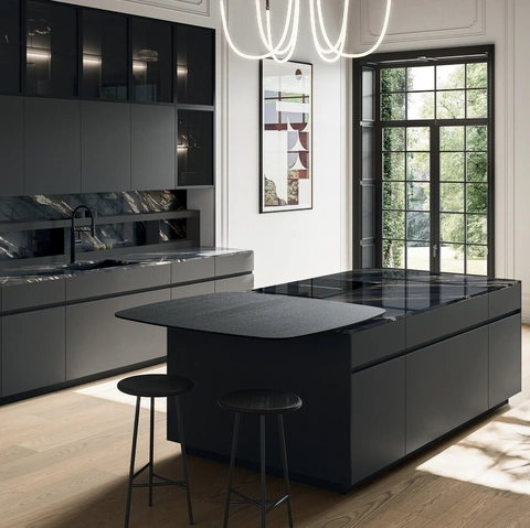 Cucina Moderna con isola Glass 03 di Arredo3