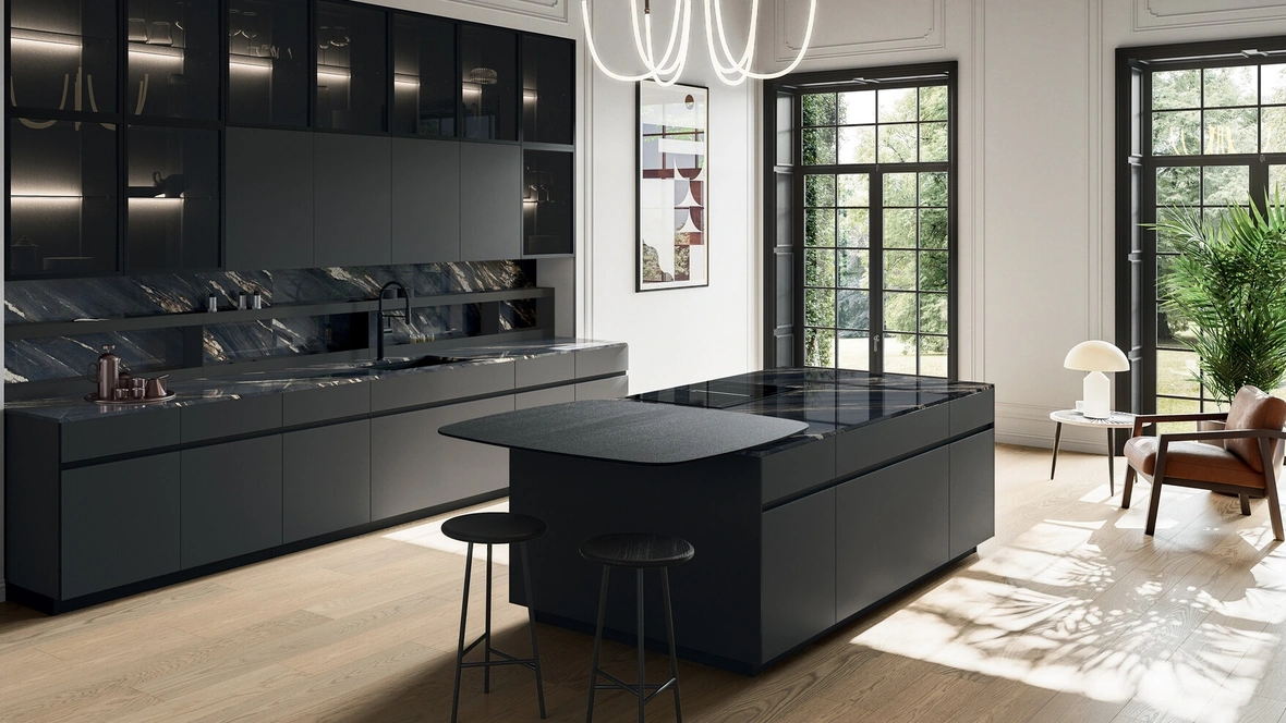 Cucina Moderna con isola Glass 03 di Arredo3
